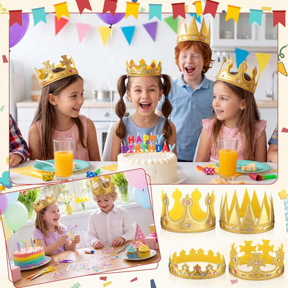 Yaomiao 66 Pieces Foam Princess Tiaras DIY Crowns Kids Party Favors Craft Crystal Diamond Sticker Girls Making Your Own Tiara (Gold)