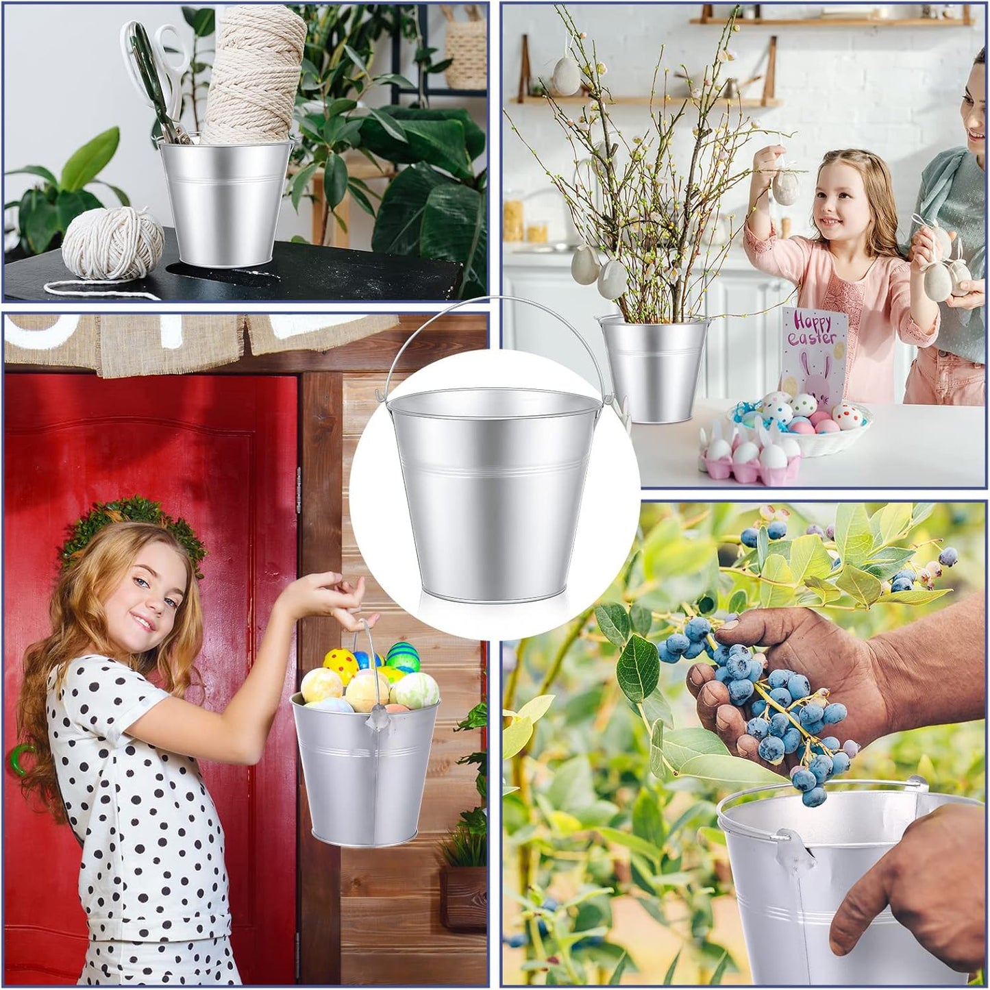 Didaey 24 Pcs Metal Beer Bucket Bulk Ice Bucket Ice Pails with Handle Champagne Soda Party Beverage Chiller for Summer Picnic Pool Wedding Party Supplies Wine Champagne Bar (7.1 x 6.5 x 5.1",Gold)