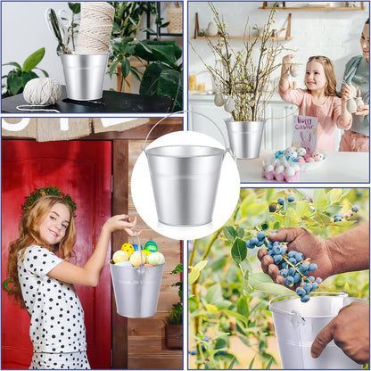 Didaey 24 Pcs Metal Beer Bucket Bulk Ice Bucket Ice Pails with Handle Champagne Soda Party Beverage Chiller for Summer Picnic Pool Wedding Party Supplies Wine Champagne Bar (7.1 x 6.5 x 5.1",Gold)