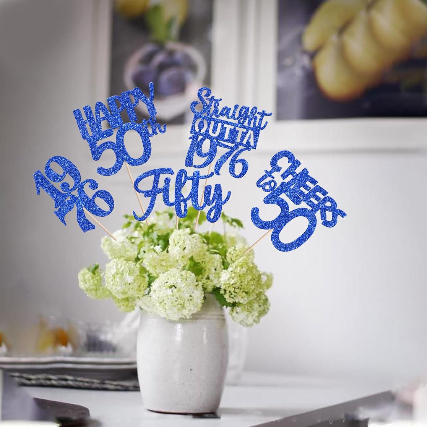 15 PCS 50th Birthday Centerpiece Sticks Fifty Happy 50th Straight Outta 1976 Table Flower Centerpieces Sticks Cheers to 50 Floral Decorations for 50th Birthday Party Centerpieces Supplies Black