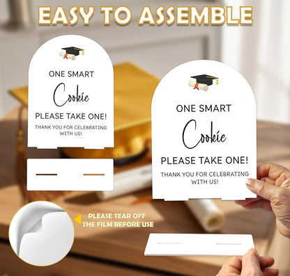 Graduation Guestbook Sign, 6 x 8 Inch White Arch Acrylic Grad Party Sign with Holder, Graduation Party Sign for Class of 2026, Grad Decor, High School College Party Supplies - DL02