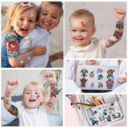 252+ PCS Glow Unicorn Princess Temporary Tattoo for Kids, 36 Sheets Rainbow Castle Candy Star Prince Fake Tattoos Sticker for Girls Boys, Luminous Birthday Magic Fairy Theme Party Favors Decoration