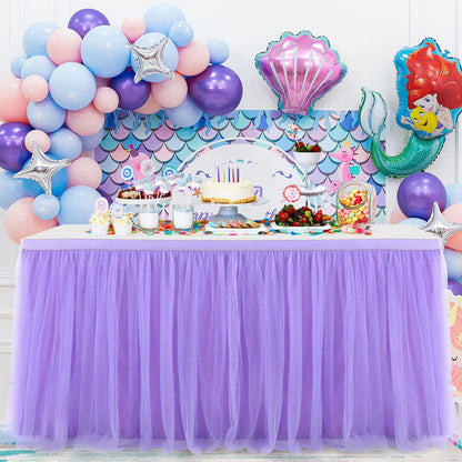 Suppromo 6ft Pink Tulle Table Skirt Baby Shower Tablecloth for Rectangle Tables or Round Tables Pink Ruffle Tutu Table Skirts Desk Skirt for Princess Girls Birthday Party Cake Dessert Decorations