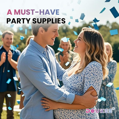 Gender Reveal Pink Confetti Cannon, DOUKEE Baby Shower Pink only Biodegradable Confetti Poppers for Girl Baby Reveal Party - 2 Set