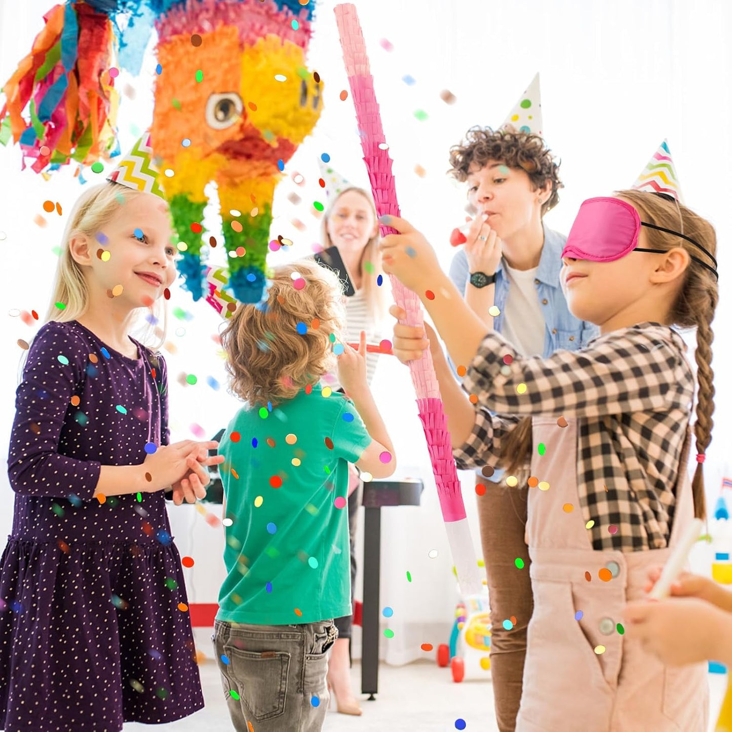 Dinosaur Pinata - Dinosaur Decorations with a Blindfold and Bat for Boys Girls Animal Themed Birthday Party Kids Classroom Game Decorations Supplies (15.7 x 11.4 x 3.1 Inches)