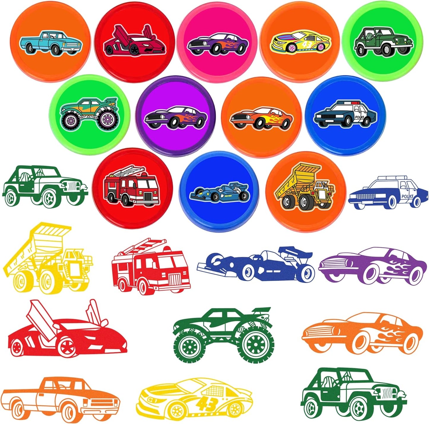 Car and Truck Stamps for Kids, Themed Car and Truck Birthday Party Favors Decorations Supplies Car and Truck 12PCS Self-Inking Stampers Classroom Gifts Cute for Boys Girls Rewards Birthday Party Gifts