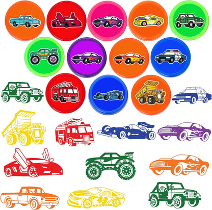 Car and Truck Stamps for Kids, Themed Car and Truck Birthday Party Favors Decorations Supplies Car and Truck 12PCS Self-Inking Stampers Classroom Gifts Cute for Boys Girls Rewards Birthday Party Gifts