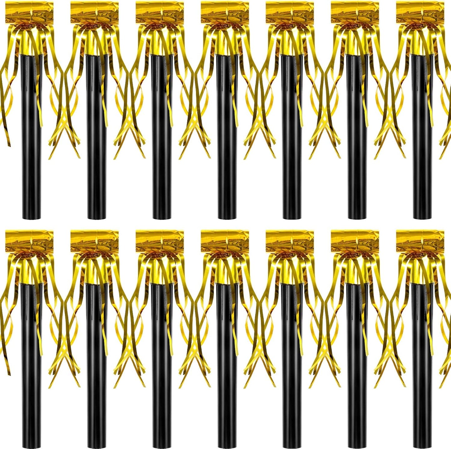 Skylety 18 Party Blower Noisemakers Glitter Birthday Noise Maker Squawkers Blowouts Whistles Fringed for Sport Events Musical Blowouts for Wedding 2026 Grad Party Supplies (Gold)