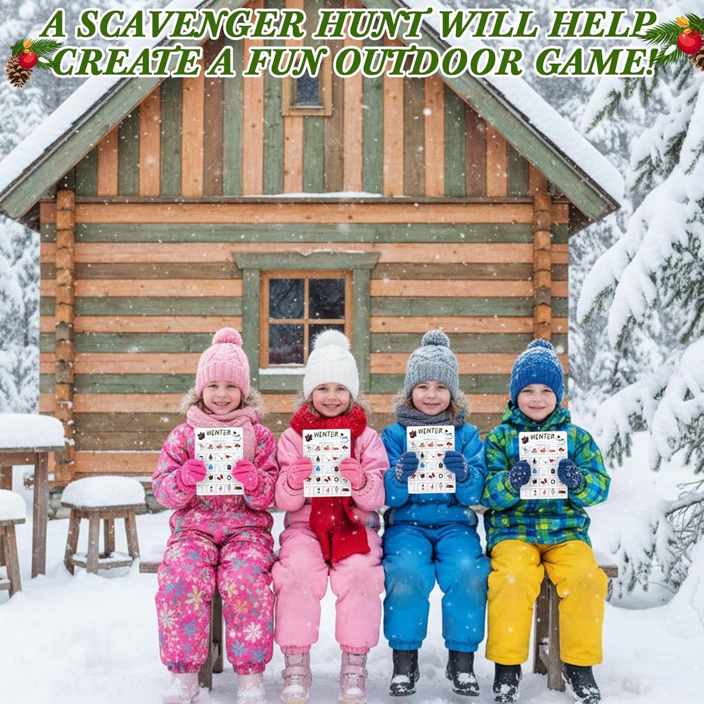 Hoolerry 30 Pcs Nature Scavenger Hunt for Kids Road Trip Game Car Spring Summer Easter Scavenger Hunt Cards Travel Activities Camping Games Outdoor Indoor Seek Activity for Kids Adults(Nature)