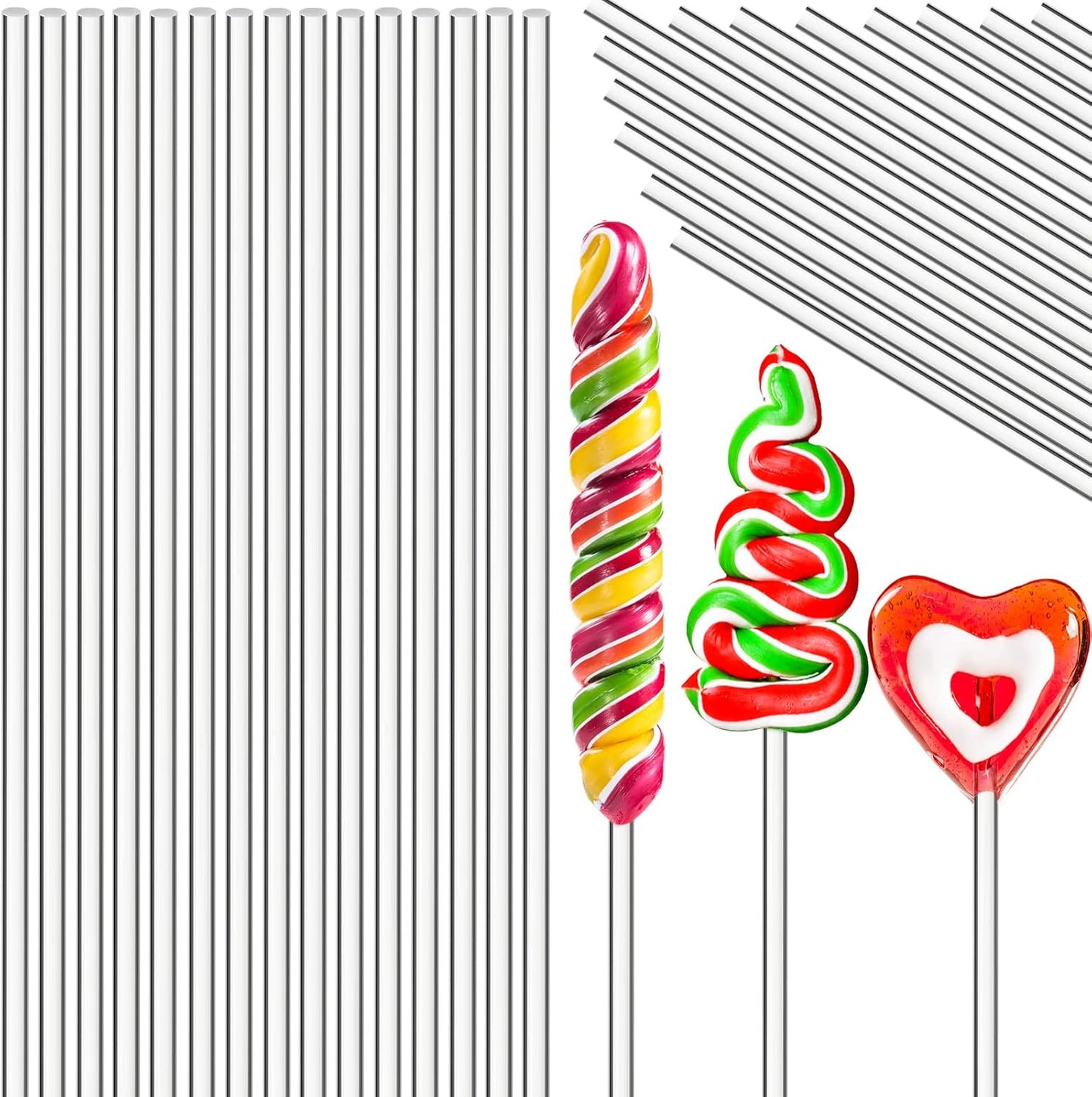 Zopeal 200 Pcs Acrylic Lollipop Sticks Clear Cake Pops Rods Cake Topper Candy Cupcake Treat Stick for Wedding Chocolate Cookie Dessert Handmade DIY Crafts Party Decor Gardening(6 x 0.12 Inches,Clear)