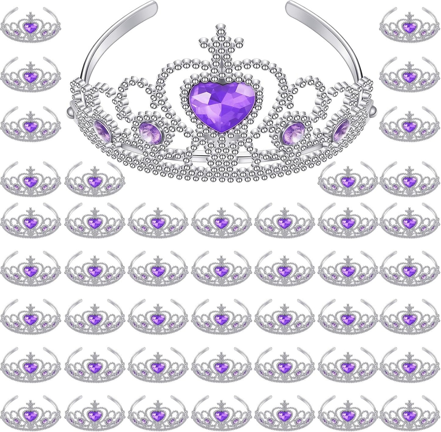 48 Pcs Tiara Crown Set Princess Dress up Costume Party Favor Girls Plastic Crown Birthday Supplies Cosplay Accessory