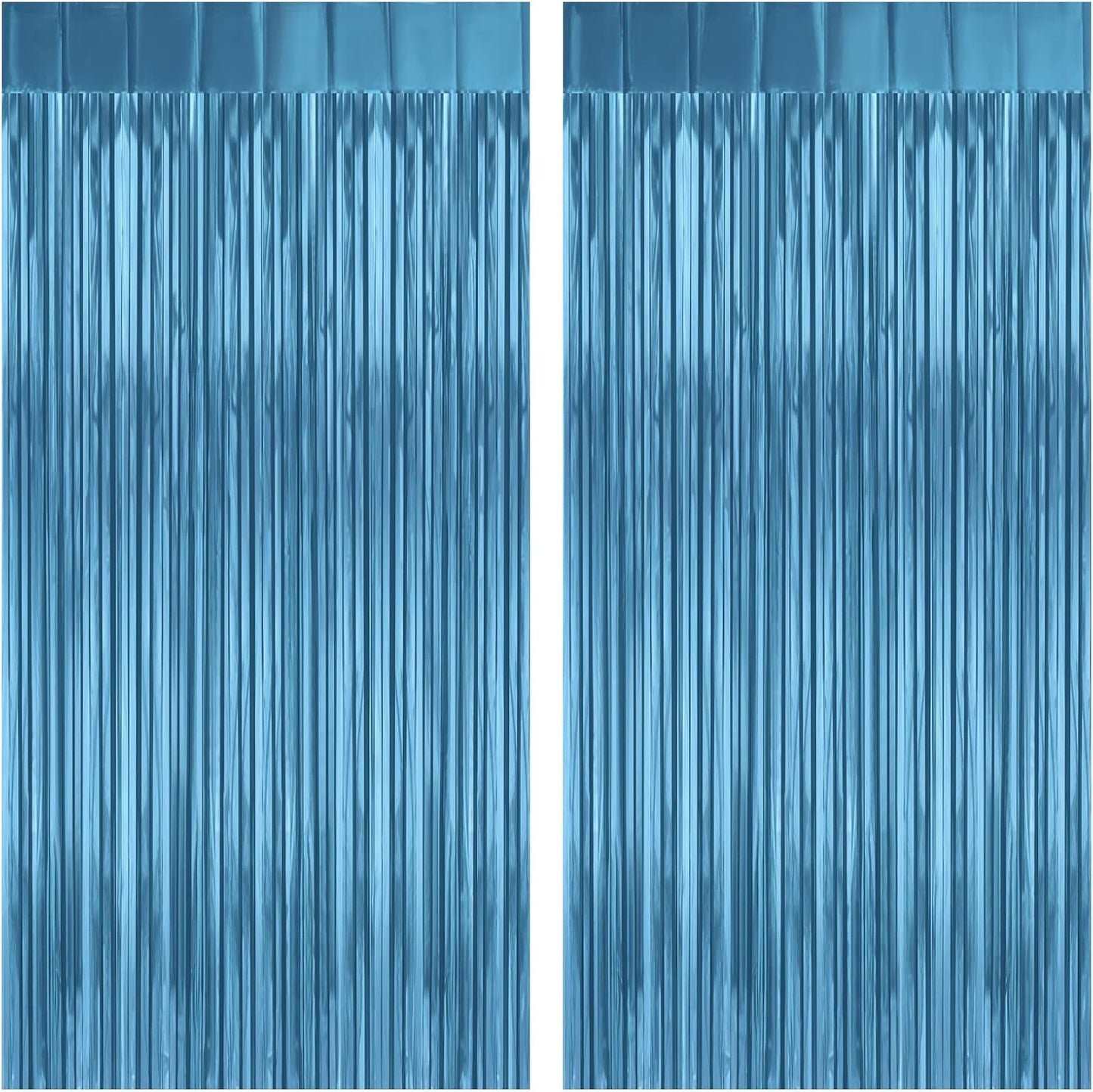 2 Pack 3.2ft x 8.2ft Silver Metallic Tinsel Foil Fringe Curtains, Door Streamer Photo Booth Backdrop for Birthday Graduation Engagement Bridal Shower Bachelorette Baby Shower Party Decorations