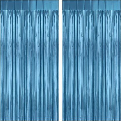 2 Pack 3.2ft x 8.2ft Silver Metallic Tinsel Foil Fringe Curtains, Door Streamer Photo Booth Backdrop for Birthday Graduation Engagement Bridal Shower Bachelorette Baby Shower Party Decorations