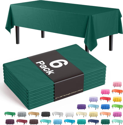 Exquisite Party Solids 6-Pack Premium Plastic Tablecloth 54in. x 108in. Rectangle Plastic Table Cover - Navy