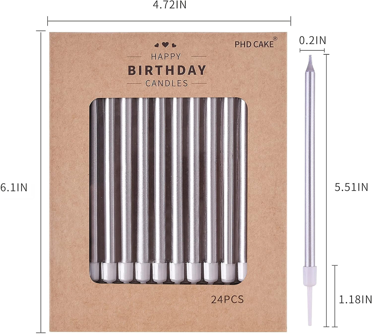 PHD CAKE Champagne Gold Long Thin Metallic Birthday Candles, Cake Candles, Birthday Parties, Wedding Decorations, Party Candles