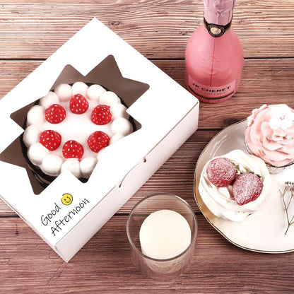 Moretoes 32pcs Cookie Boxes, 8x6x2.5 Bakery Boxes with Window 3 Styles, for Chocolate Strawberries, Dessert, Donuts, Cupcakes, Muffins