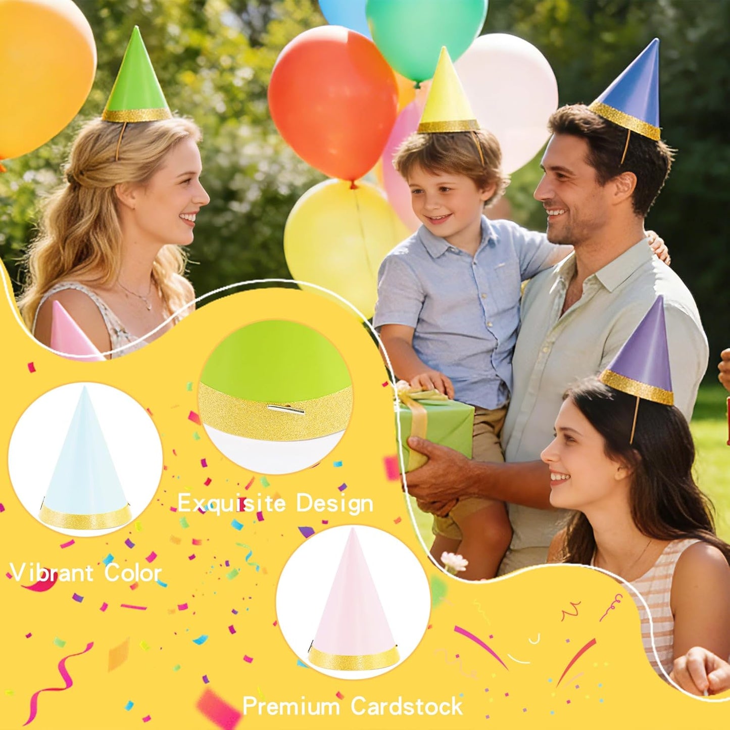 CANREVEL 24 PCS Pre-Assembled Party Hats for Adults, Party Decorations Supply Headwear Celebration for Women Men