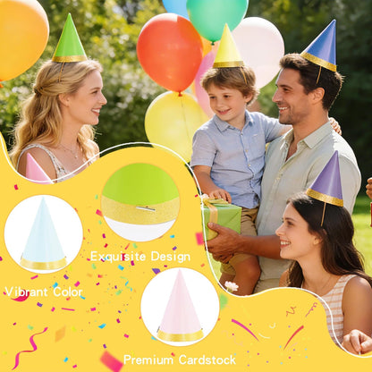 CANREVEL 24 PCS Pre-Assembled Party Hats for Adults, Party Decorations Supply Headwear Celebration for Women Men