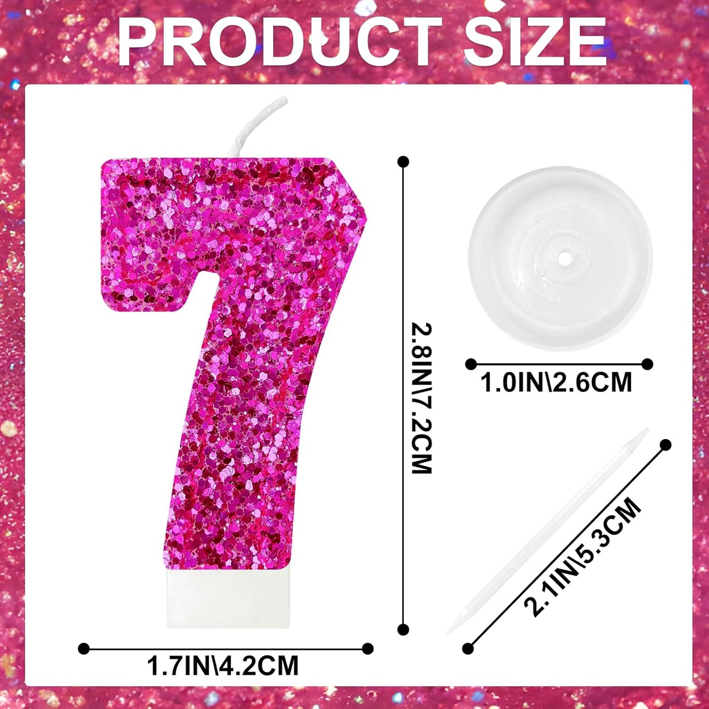 Birthday Number Candles, Glitter Number Candle Cake Decorations with Sequins, Cupcake Decorations for Girls, Women, Party Anniversary Celebrations (Number 6, Purple)