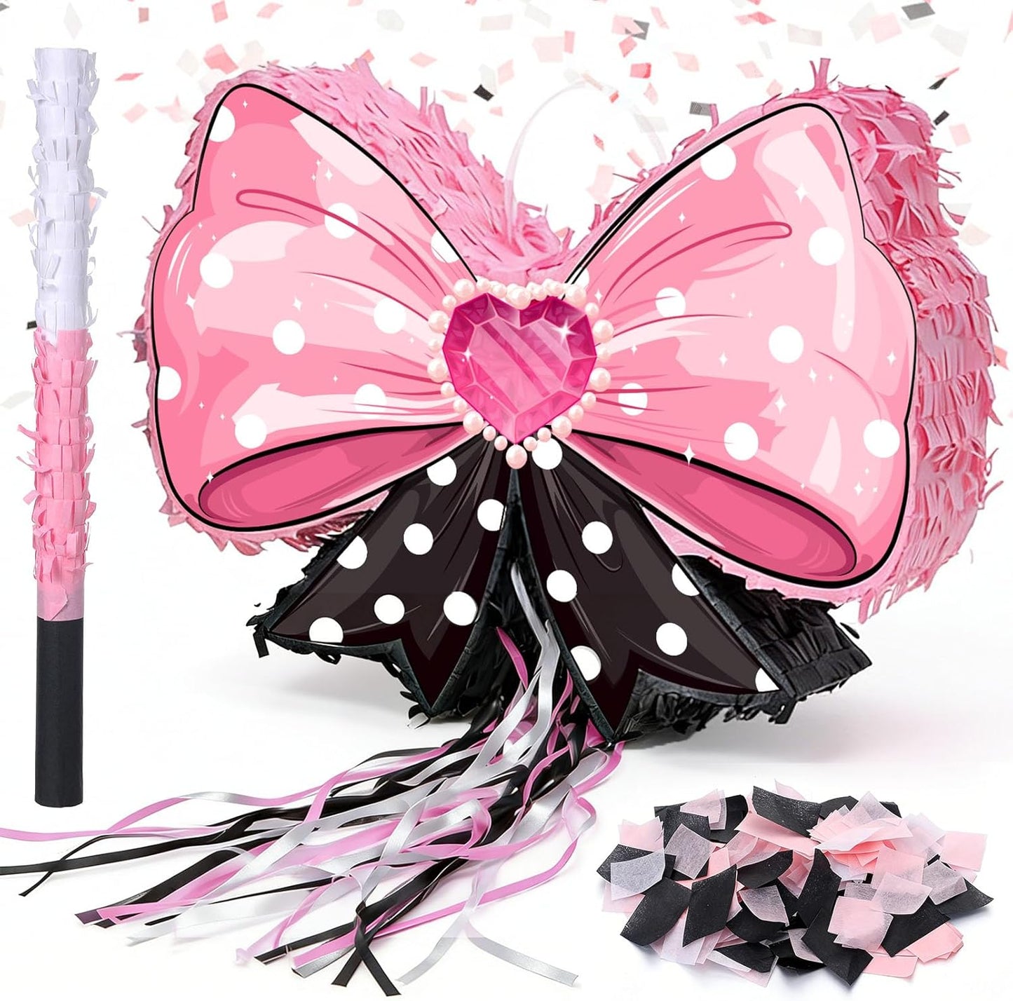 Rock and Roll Skeleton Piñata with Headphones Design Blindfold Hitting Stick Confetti for Music Themed Birthday Party (15.56 x 13.19 x 2.76 inch)