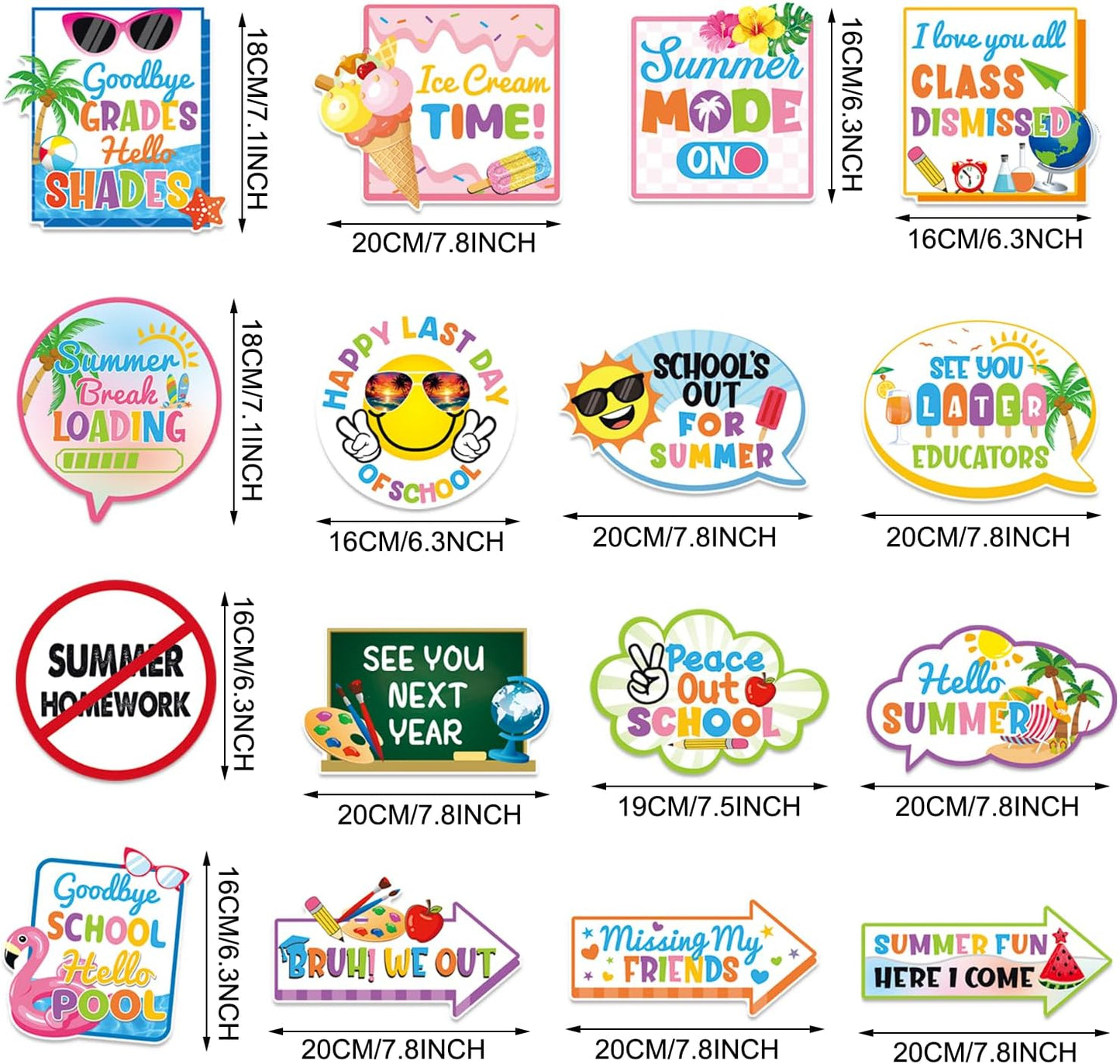 School's Out for Summer Photo Props Last Day of School Decorations Peace Out School Hello Summer Photo Booth Props Goodbye School Hello Pool Summer Vacation Party Decoration Supplies 35 Pieces