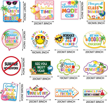 School's Out for Summer Photo Props Last Day of School Decorations Peace Out School Hello Summer Photo Booth Props Goodbye School Hello Pool Summer Vacation Party Decoration Supplies 35 Pieces