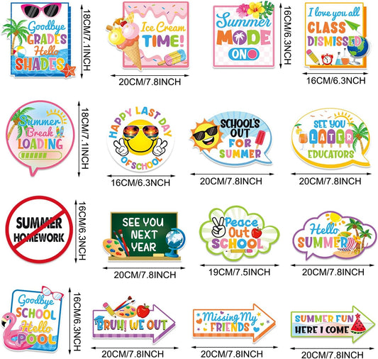 School's Out for Summer Photo Props Last Day of School Decorations Peace Out School Hello Summer Photo Booth Props Goodbye School Hello Pool Summer Vacation Party Decoration Supplies 35 Pieces