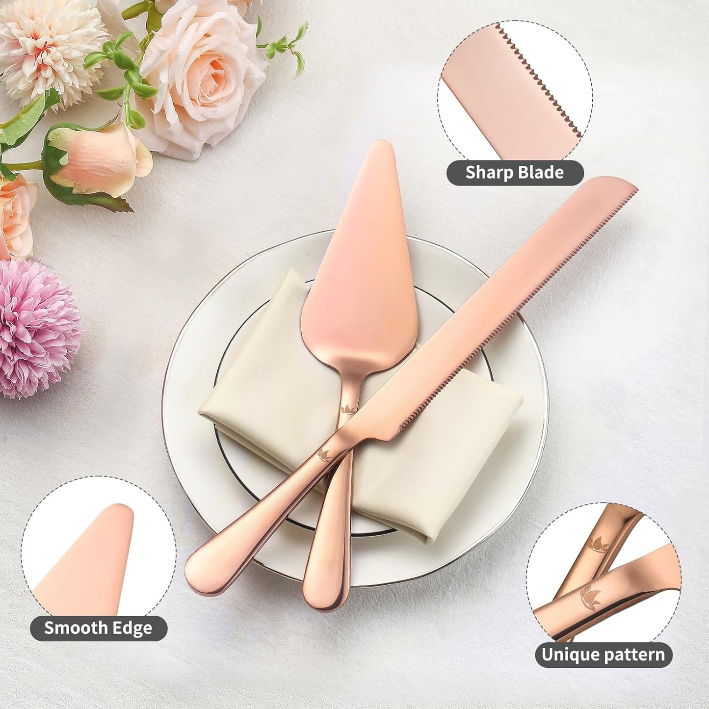 SANEXC Cake Cutting Set for Wedding - Extended Cake Knife And Server Set Thickened Stainless Steel Cake Cutter and Pie Spatula Great for Birthday Anniversary Christmas Gift Silver 2 Pcs