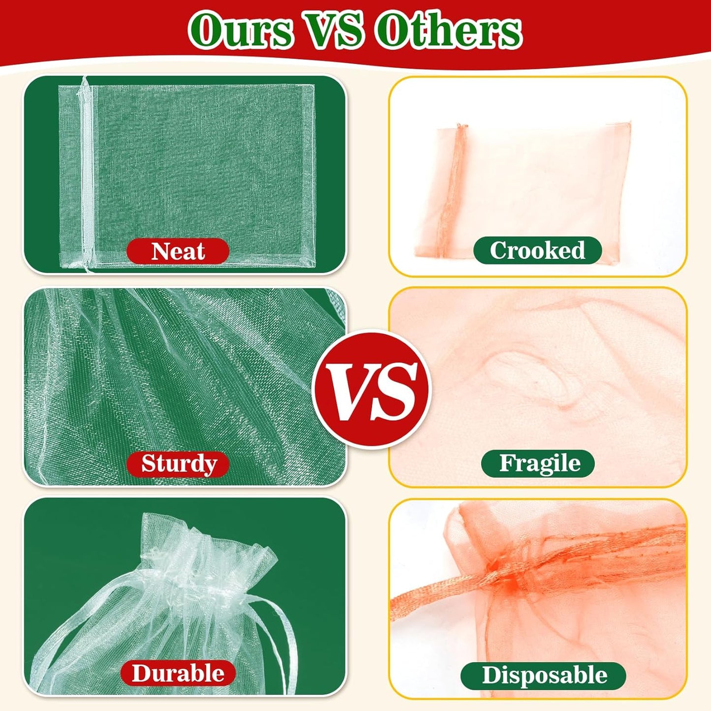 Sukh 100pcs Organza Bags 5''x7'' - White Sheer Mesh Drawstring Bags for Jewelry, Soap, Fruits, Candy, Small Gift Bags for Weddings, Valentine's Day, Mother's Day, Halloween, Thanksgiving, Christmas