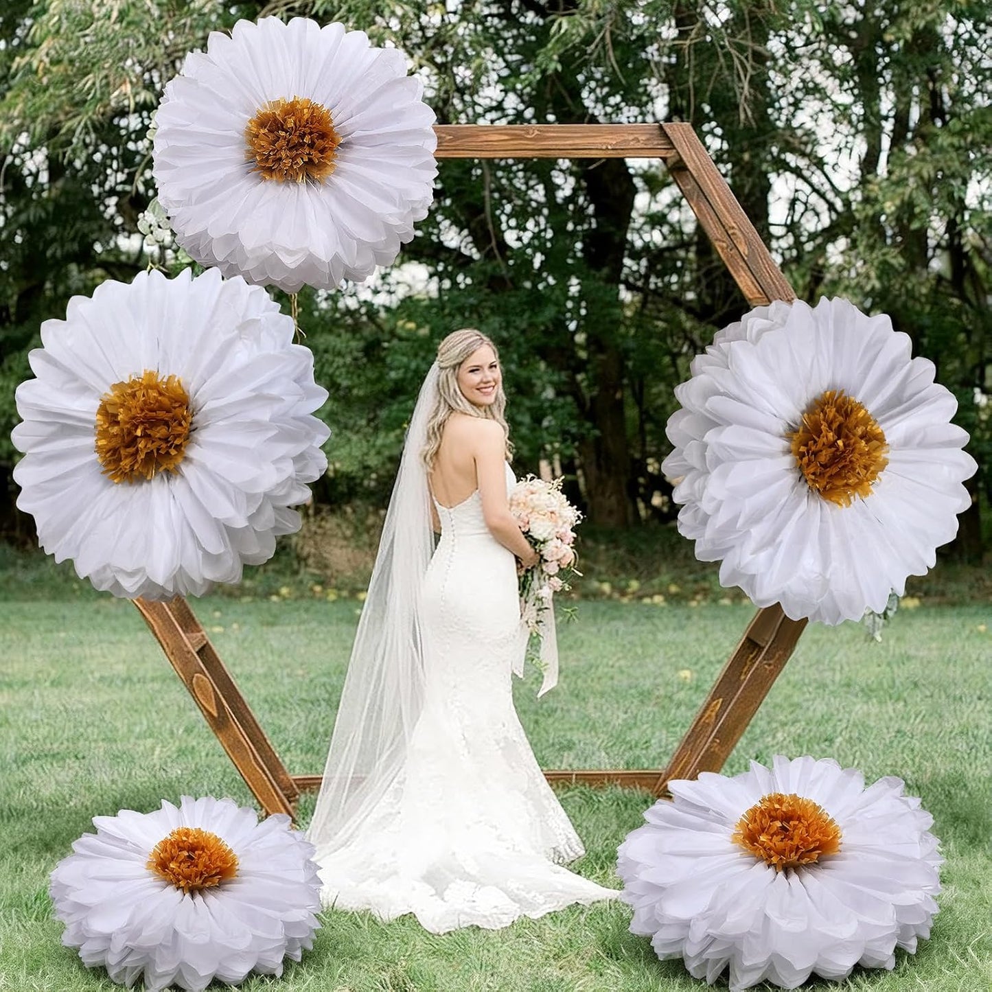 Chunful 5 Pcs 30'' 24'' Gaint Pastel Tissue Paper Flowers Decoration Large Hanging Tissue Paper Pom Poms Decor for Pastel Birthday Bachelorette Wedding Baby Shower Bridal Shower Easter Party Decor