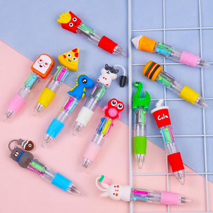 CZWZ 20Pcs Mini Multicolor Pens in One 4-in-1 Cute Pens Bulk for Kids, Fun Kawaii Ballpoint Pens for Birthdays and Children's Party Favors Gifts Teacher School Supplies