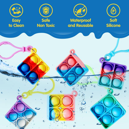 JOYIN Round Pop Fidget Keychain 30 Pack Pop Fidget Toys Bulk Party Favors for Kids 4-8,8-12 Years, Birthday Goodie Bags Stuffers Back to School Gifts for Students Classroom Prizes Sensory Toys