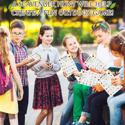 Hoolerry 30 Pcs Nature Scavenger Hunt for Kids Road Trip Game Car Spring Summer Easter Scavenger Hunt Cards Travel Activities Camping Games Outdoor Indoor Seek Activity for Kids Adults(Nature)