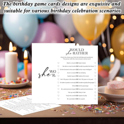 Birthday Party Games Card for Adults, 30 Pcs Ice Breaker Game Cards for Girl Bday Celebrations Decorations Supplies Favors - B01
