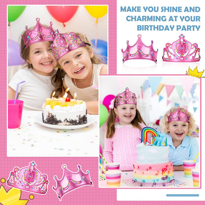 Yaomiao 44 Pcs Birthday Foam Crowns for Kids Princess Tiaras King Hat Bulk Diamond Sticker Kits for Crown Party Supplies