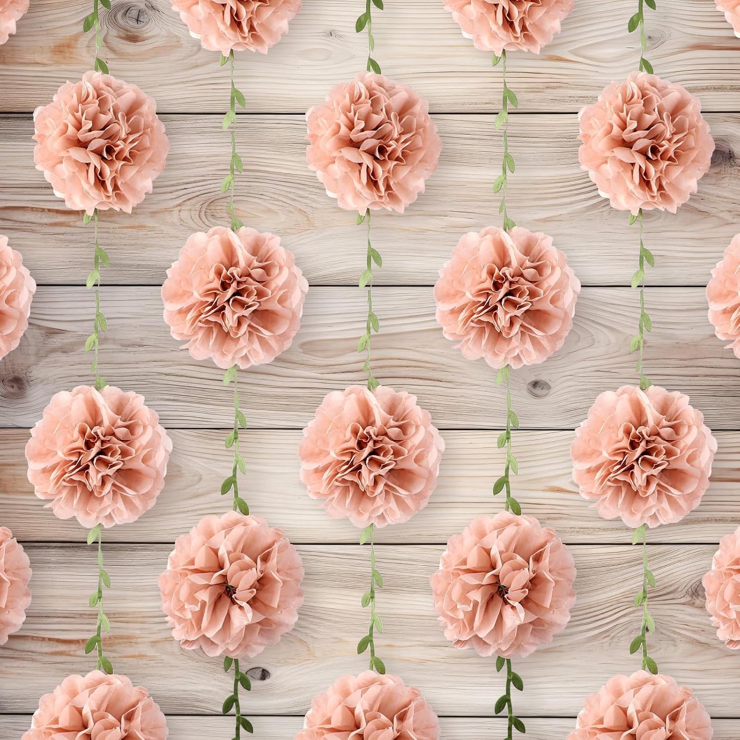 Yaoyinnz Nude Tissue Paper Pom Poms Garlands Boho Flower Pom Poms Garlands Kit Boho Paper Flowers Decorations Kit for Birthday Baby Shower Wedding Engagement Bridal Shower Festival Party Decorations