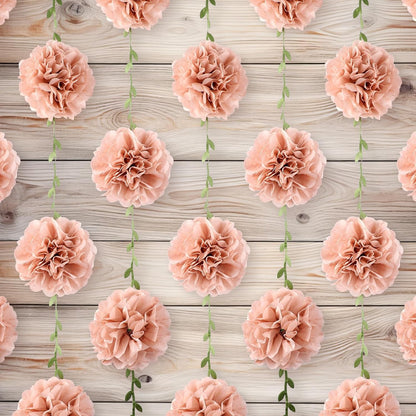 Yaoyinnz Nude Tissue Paper Pom Poms Garlands Boho Flower Pom Poms Garlands Kit Boho Paper Flowers Decorations Kit for Birthday Baby Shower Wedding Engagement Bridal Shower Festival Party Decorations