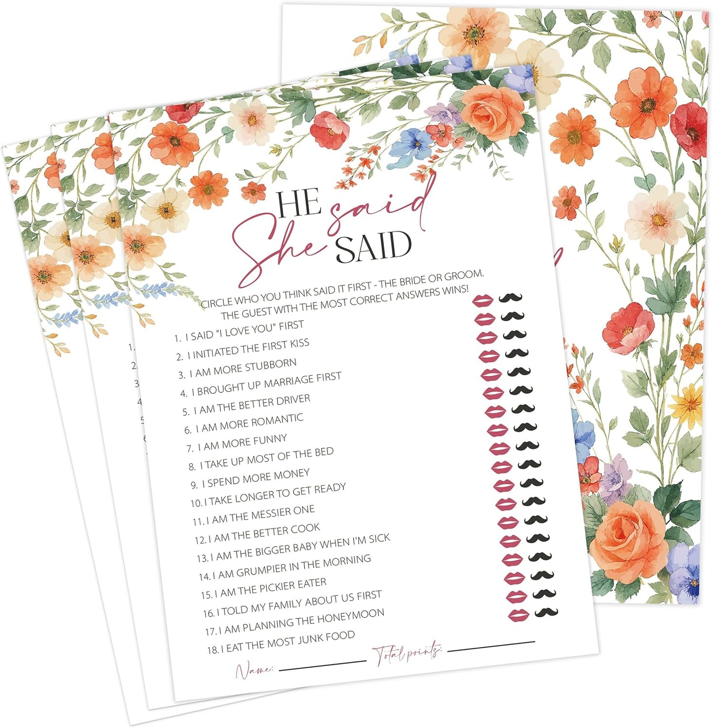 Wildflower Bridal Shower Games, Boho Flowers Bridal Shower Bingo Game with Blank Squares for 30 Guests with Game Cards, Bridal Shower Decor, Wedding Decorations Supplies (15)