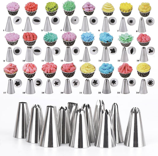 200 Pcs Piping Bags and 24 Tips Set, 12 Inch Disposable Piping Bags Pastry Bag, 231 Pcs Frosting Piping Kit with Tips, Scrapers, Couplers for Decorating Cakes, Cookies‌