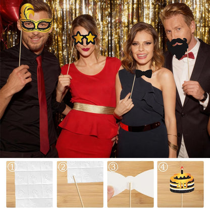 Hawaiian Party Photo Booth Props Kit, 30 PCS Luau Photo Booth Props with Large Inflatable Selfie Picture Frame for Hawaiian Tropical Tiki Summer Pool Party Supplies