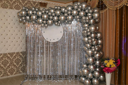 Happy Mothers Day Decorations Melsan 3 Pack 3.2 x 8.2 ft Pinkish Purple Tinsel Fringe Curtain Backdrop, Sparkling Metallic Party Decorations for Girls Birthday, Bachelorette, Wedding, Photo Booth