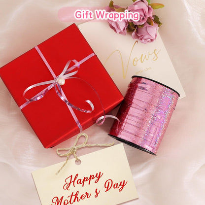 BEISHIDA 500 Yards Red Ribbon Crimped Curling, Balloon String Shiny Metallic Roll for Gift Wrapping Ribbon for Birthday Valentines Day Wedding Mother's Day Party Decorations