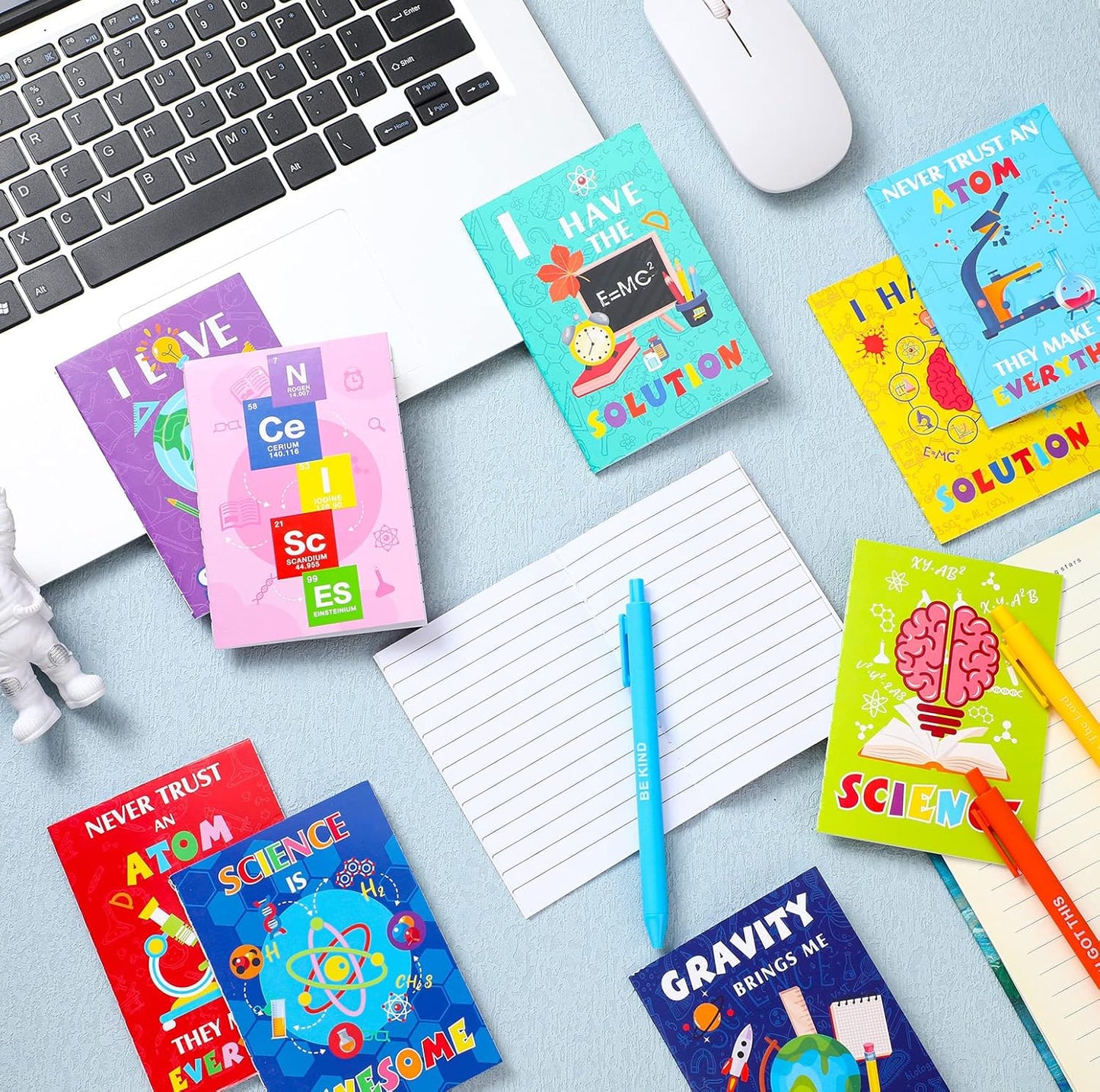 PerKoop 24 Pcs Science Party favors Mini Notebooks 4.92 x 3.15 Inch Small Pocket Notebook Bulk Science Party Supplies for Kids Teacher School Office Gift Prizes Travel Supplies