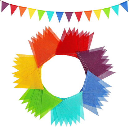 120 Flags/72ft Pennant Banner Flags Garland, Triangle Banner Pennant Flags on a String, Pastel Burlap Pennant Banner Garland Bunting Banner for Outdoor Birthday Party Decorations Pastel
