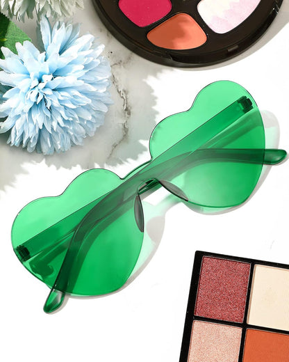 Frienda 8 Pairs Heart Shaped Sunglasses for Women Rimless Heart Glasses Candy Color Sunglasses for Party Favor