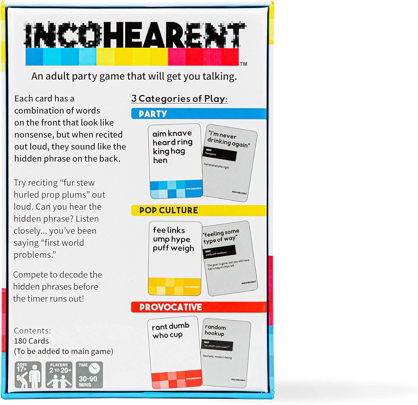 Incohearent by Relatable – Guess the Gibberish Party Game for Adults, Funny Card Game Activity for Groups, Bachelorette Party Favorite, Summer Fun for Game Night, Travel-Friendly with 300 Cards