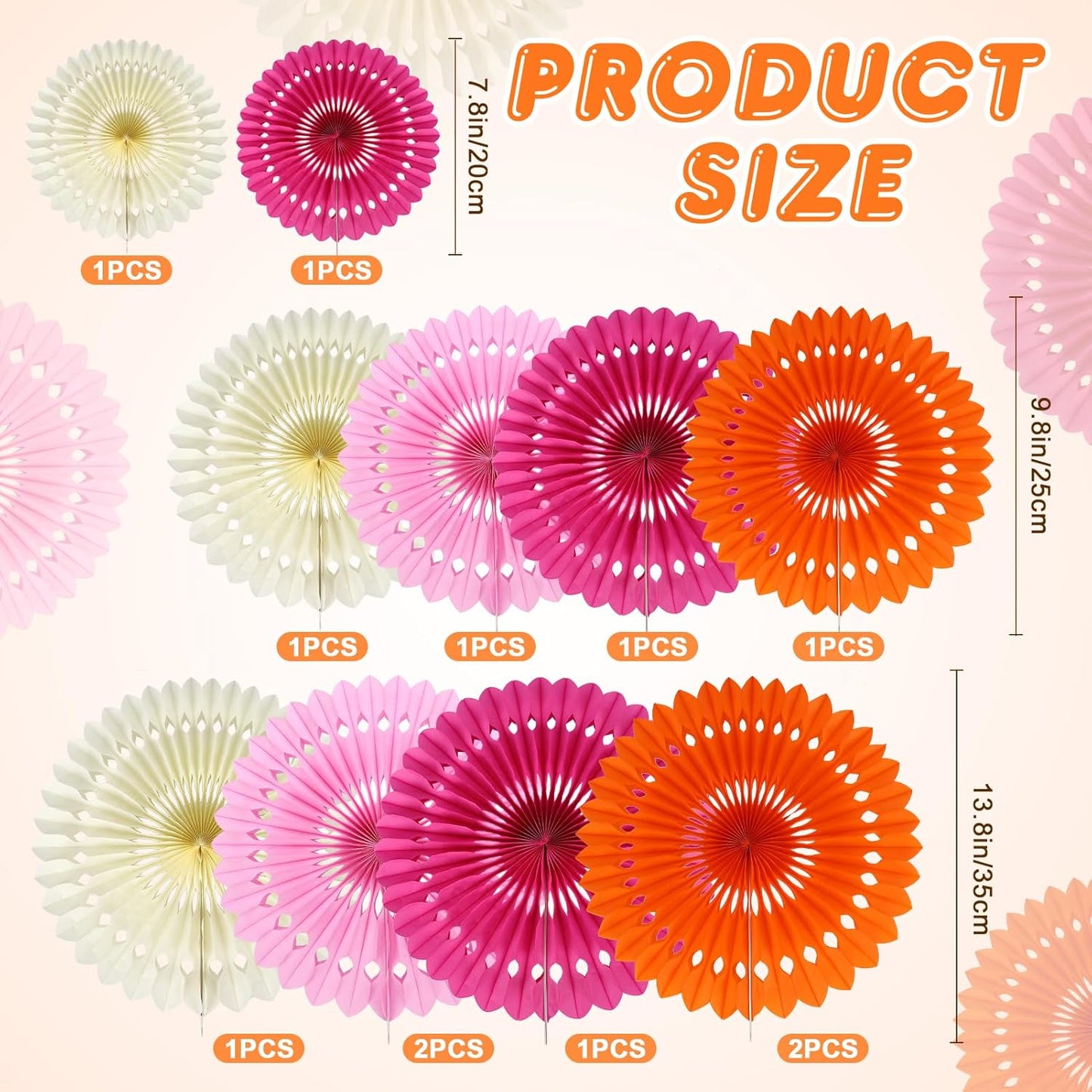 BestoFun 12PCS Paper Fans Hot Pink Party Decorations Tissue Paper Flowers Decorations Hanging Honeycomb Round Paper Fans Decoration for Girl Groovy Birthday Baby Shower Wedding