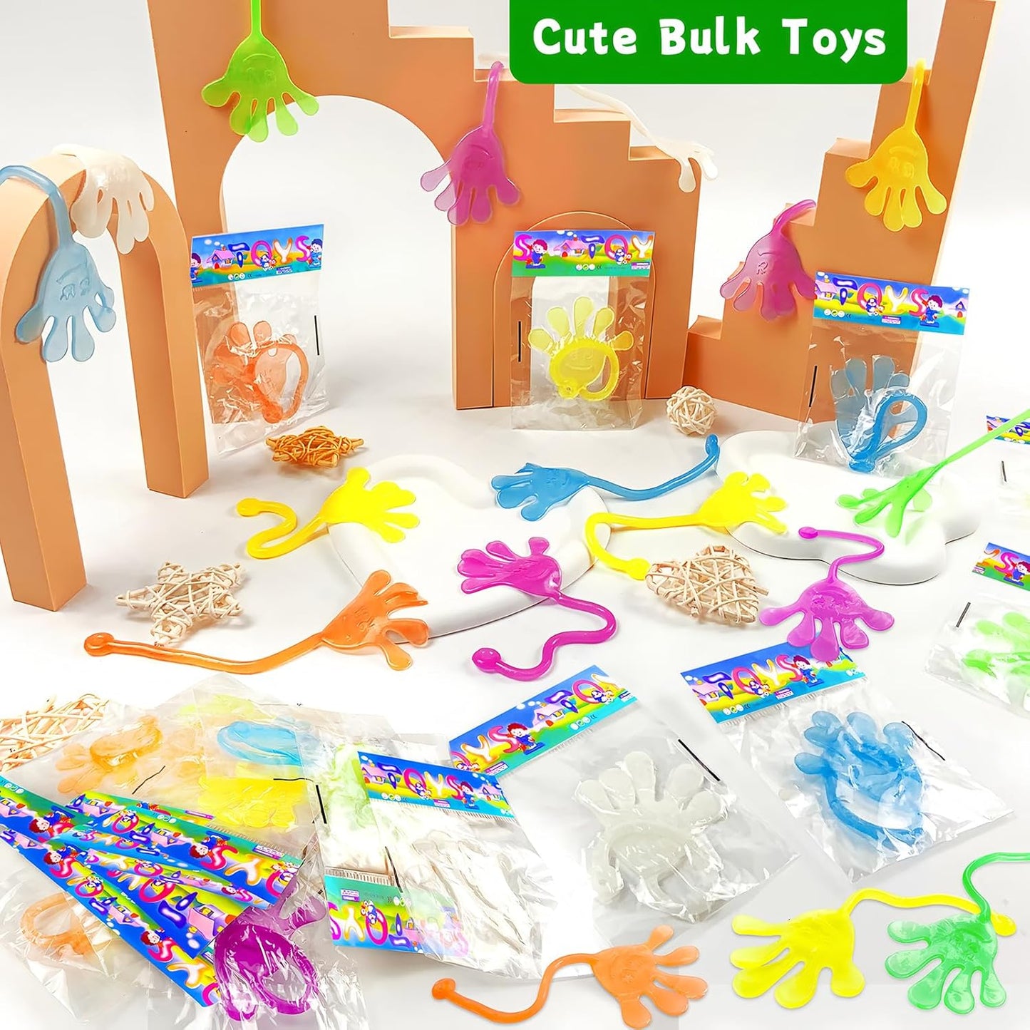 Armaytoy 20Pack Glow in Dark Glitter Sticky Hands Party Favors for Kids Pinata Goodie Bag Stuffers Classroom Prizes Birthday Stretchy Treat Trinkets Treasure Box Bulk Toys