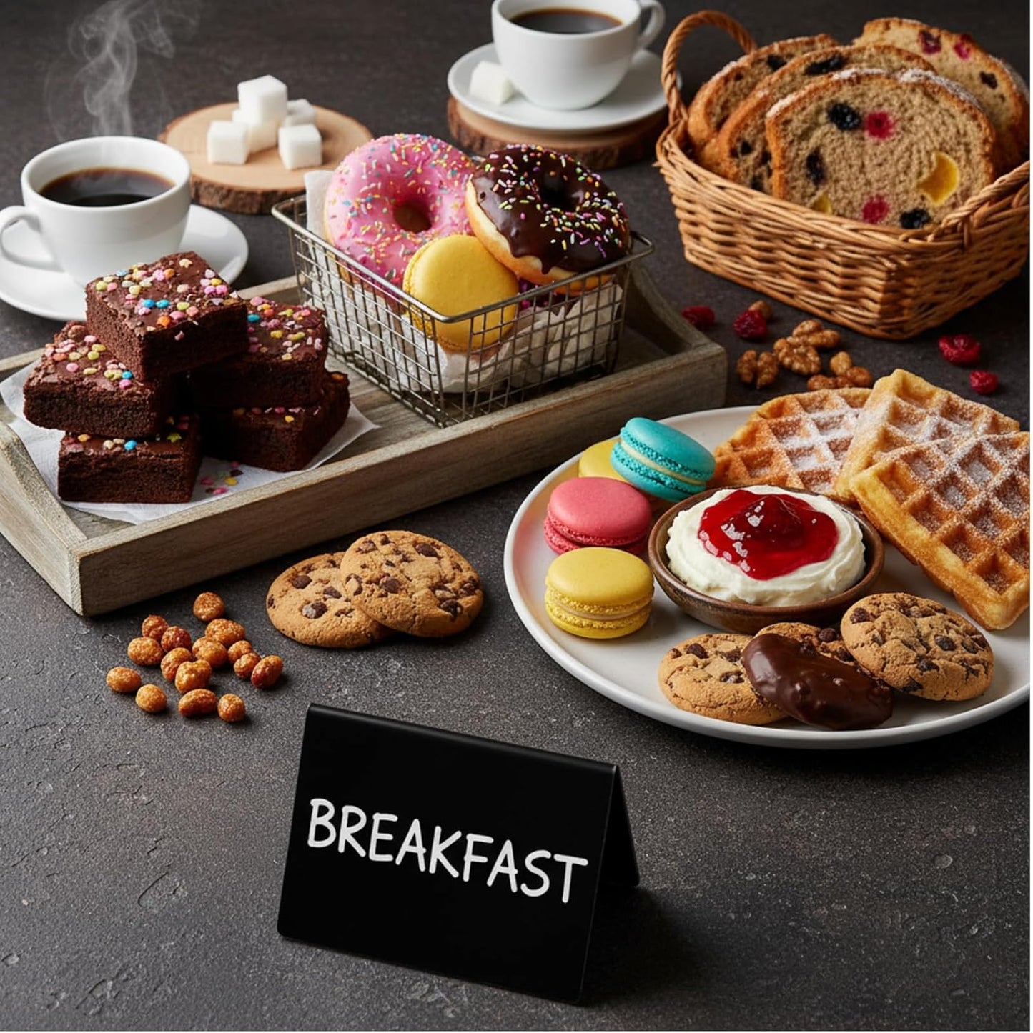 Outus 12 Pcs 4 x 3 Inches Buffet Food Labels Mini Small Chalkboard Signs White Acrylic Food Markers Little Price Signs with 2 Pcs Erasable Marker for Wedding Birthday Bakery Table Display