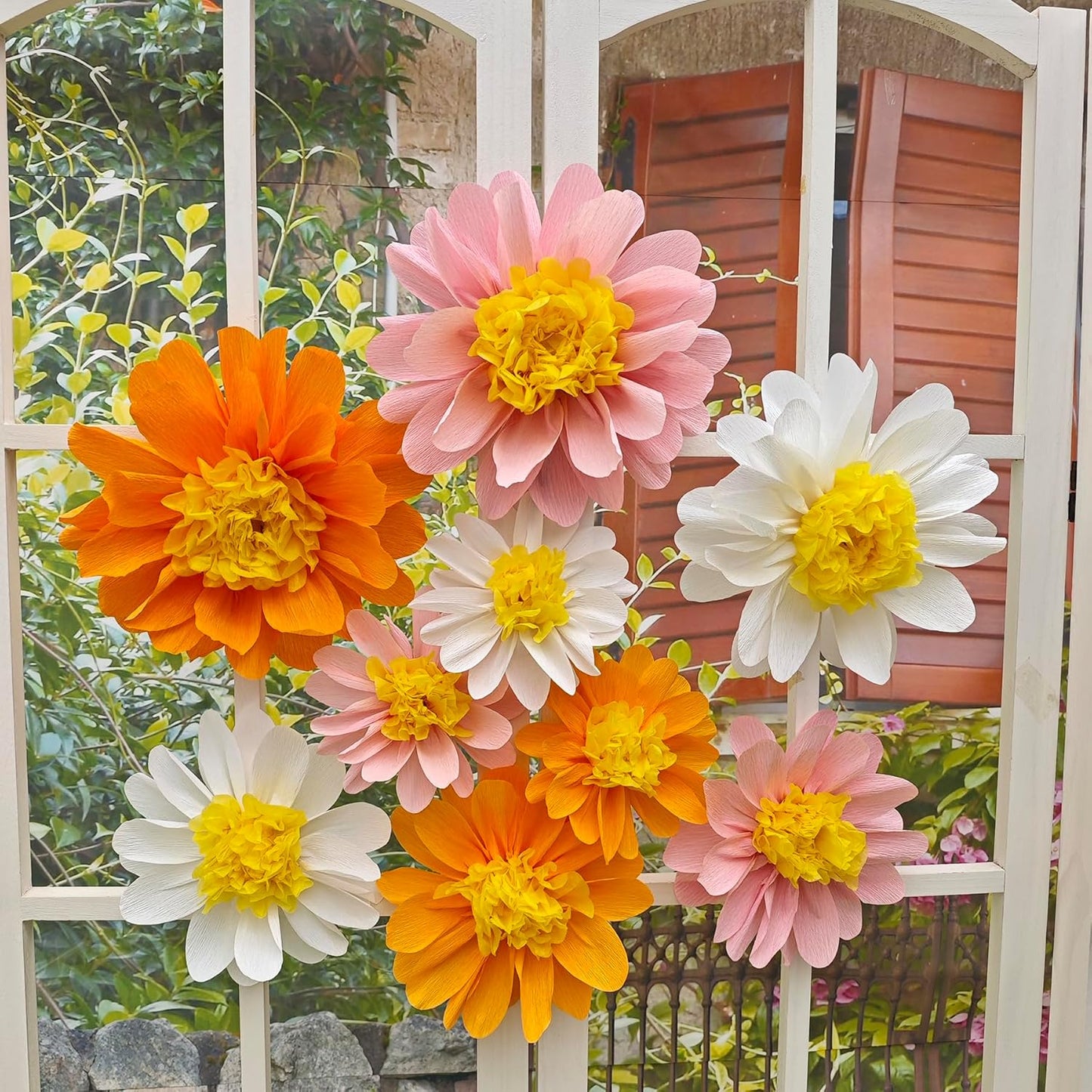 Crepe Paper Flower for Wall Decor Girls Birthday Party Backdrop Baby Shower Nursery Room Decoration Pack of 9 (Pastel)
